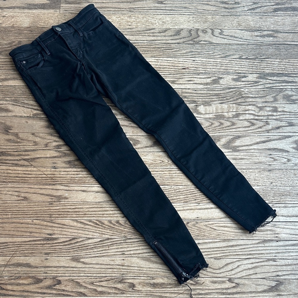 JOE'S FLAWLESS THE ICON MID RISE SKINNY ANKLE raw hem zip leg LENNOX black jeans